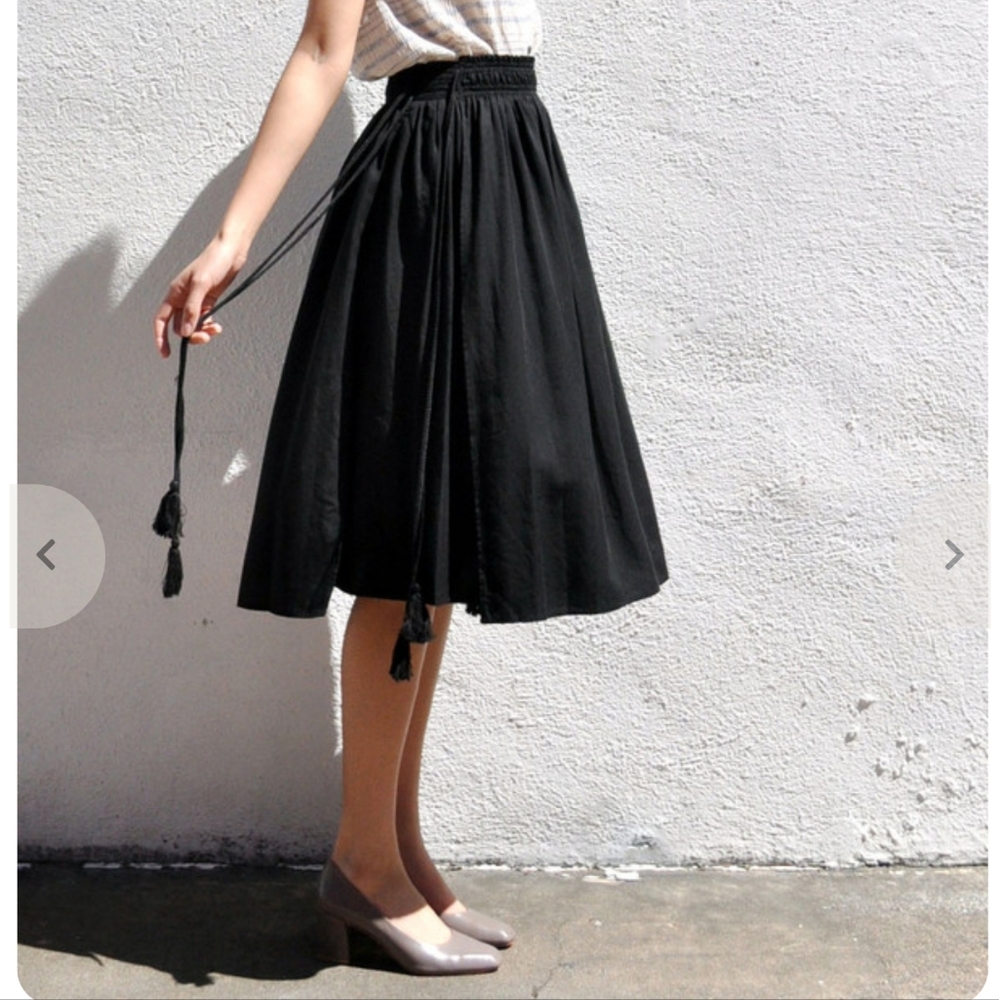 Apiece Apart Charcoal Midi Skirt with Tassels